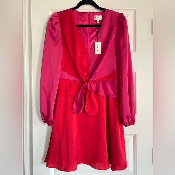 milly stella satin dress Milly Women's Stella Satin Mini Dress | Pink/Real Red